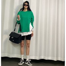비샵 여성 유니크 언발 박시 맨투맨