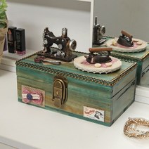 빈티지 원목 오르골 보석함 재봉틀 소품함 액세사리함 우드오르골/태엽오르골/뮤직박스/엔틱오르골/오르골만들기/스노우볼/토토로오르골/발레리나오르골/회전목마오르골/피아노오르골
