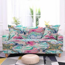2인용 쇼파 패브릭 1/2/3/4 Seater Marbling Print Sofa Cover Stretch 3D Slipcovers for Living Room L Shape P