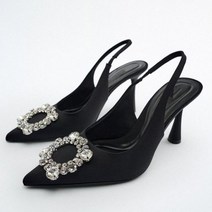 양가죽펌프스 면접구두 구두 캐주얼 TRAF 라인석 힐 여성 투명 슬링백 펌프스 봄여름 결혼식 신부 하이힐 포인트 슈즈