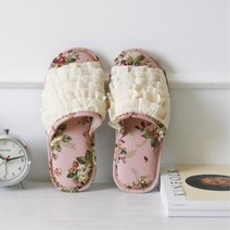 부모님선물 러블리 꽃무늬 레이스 슬리퍼 사무실슬리퍼 발망치방지 실내화