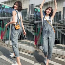 여성 데일리 청바지 코디 연청 점프 수트 멜빵 패션