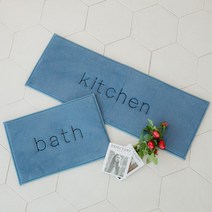 네이처데코 논슬립 메모리폼 욕실 발매트 주방매트, 블루