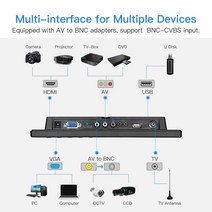 보조모니터 12 14 17 22 인치 Eyoyo-10 인치 소형 TV HDMI 모니터 1024x600 LCD 화면 VGA AV USB 원격 제, 04 EU 플러그