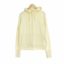 유니클로 옐로우 면혼방 면후드집업 여자 7533