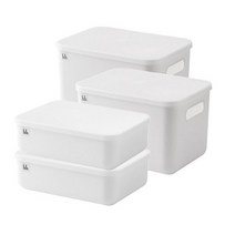 락앤락 선반정리 수납함 2+2세트 플라스틱 리빙박스 팬트리/옷장보관 기숙사필수품 장난감/레고/기저귀/멀티 바구니 노하우 방법 추천, 1세트, 아이보리(2L*2+5L*2)