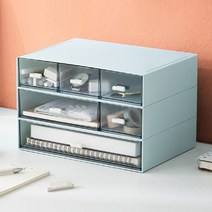 사무실 책상수납함 학교 학원 가정 메모정리함, 사무용품 정리수납함 블루2칸