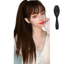 일월전빵 긴생머리 포니테일 집게 부분가발 50cm +가발빗, 라이트브라운