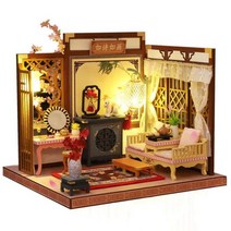 일본 건물 미니어쳐 DIY 카사 미니어처 나무 인형의 집 키트 가구 모델 빌라 조립된 장난감 성 크리스마스 선물, D only dollhouse