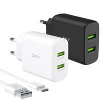 스카이 필 Q2S 36W QC3.0 듀얼포트 고속 충전 어댑터, 화이트 x 3개, 3개