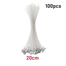 향초만들기100 개 코튼 캔들 심지 2.6/9/15/20cm 무연 왁스 코어 DIY 양초 만들기 사전 금속 나무 홀더 용, 04 20cm