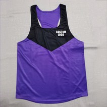 마라톤나시 반바지 남자 패션 달리기 마라톤 싱글렛 민소매 조끼, 보라색 로고, s