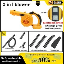 블로우건 Coofix2 인 1 송풍 흡입 나뭇잎 먼지 수집기 터보 송풍기 정원 무선 진공, Host only-N+미국