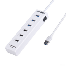 DFMEI 고속 6- 포트 USB 3.0 2.0 허브 SD TF 카드 리더 6+2 허브 콤보, 하얀색