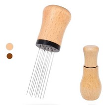 커피 디스트리뷰터 에스프레소 분배 도구 선물 나무 손잡이 10 바늘 레벨링 0.3mm, 너도밤나무