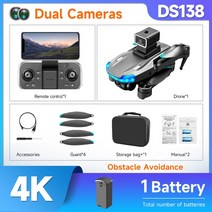 농약드론 방제드론 농업용드론 S138 드론 4K 듀얼 카메라 2.4G 와이파이 장애물 회피 광학 흐름 포지셔닝, 07 Black 4K 1B