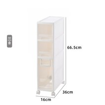 14cm 다용도실 정리함 슬라이딩 좁은 주방 수납장 틈새 슬림, 한 개, A타입 투명(16CM 폭)3단