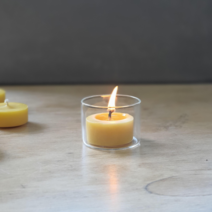 숨쉼 밀랍초 티라이트 캔들 / 용기없는 리필초 27개 밀납 비즈왁스 무향 캔들, 전용유리홀더