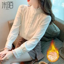 가 겨울 양양 기모 두꺼운 시폰 블라우스 패션 톱