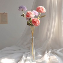 케이트가든 카네이션 2p + 삼각 화병, 라이트퍼플 + 코랄핑크, 1세트