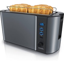Arendo 아렌도 스테인리스 스틸 토스터 4구 롱 슬롯 1500W 3종컬러, 진한 파란색