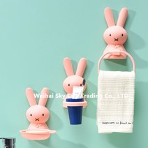 귀여운 캐릭터 비누 케이스 크리에이티브 빨판 비누 케이스 구멍을 뚫지 않고 화장실 선반, 핑크