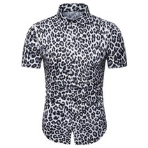 여름 셔츠 여름 패션 남성 레오파드 프린트 셔츠 캐주얼 버튼 셔츠 남성 반팔