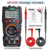 건전지테스터기 Habotest ht113 디지털 멀티미터 true-rms dcda 전압계 전류계 멀티메트로 dmm 저항 옴 캡 hz 온도 테스터, ht113c