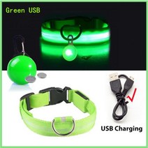 Usb 빛 개 목걸이 펜던트 Led 조명 밝은 작은 고양이 밤 컬러, XS Neck 28-38 CM, Green USB