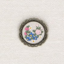 (당일출고)프랑스자수 앤틱라운드 브로치-앤틱 MC218/ 자수브로치 악세사리 DIY