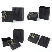 블랙레더 리본 선물상자 쇼핑백세트 15X15CM 선물포장박스 선물종이박스