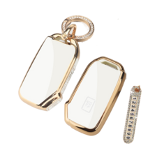 키에티 기아 신형 카니발 K5 K7 셀토스 쏘렌토MQ4 5버튼 스마트 차 키케이스 키홀더 + 분실방지 큐빅 전화번호판, KN02, 화이트 골드라인