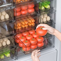 JENMV 냉장고 수납 용기 서랍형 냉장고 정리트레이 냉장실 냉동실 투명 냉장고 보관함, 미디엄, 2개