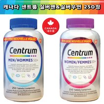CENTRUM 캐나다 내수용 센트룸 실버맨 실버우먼 멀티 종합비타민 대용량 250정-2병(종합영양제/멀티미네랄 캐나다 내수용 정품), 2병, 874g