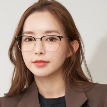 룩스토어 깔끔 단정한 반뿔테 투명하금테 블루라이트차단 변색렌즈 청광안경