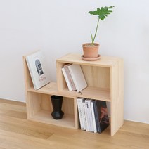 DIY 간편조립 편백나무 폭조절 2단책장 확장형 원목 책꽂이