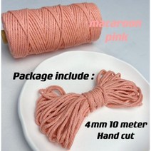 마크라메실 가방뜨개실 우동끈 마크라메DIY 여러 가지 빛깔의 마카롱 코튼 로프 수공예용 다채로운 실 DIY 재료 방 벽걸이 장식 5mm 5 야드, 5mm 5Yards, Macaroon pink