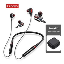 넥밴드이어폰 무선해드셋 골전도 블루투스 이어폰 신제품 오리지널 레노버 HE05Pro 5.0 마그네틱 무선 IPX5 목에 거는 인이어 스포츠 러닝용 헤드셋, 07 HE05pro Black ad bag