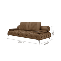 물소가죽쇼파 고급쇼파 통가죽소파 넓은쇼파, 브라운, 3인용