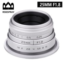 카메라 렌즈 RISESPRAY 대형 조리개 25 미리메터 F1.8 APS-C 수동 초점 cctv 영화 렌즈 EOS-M 1 소니 E 마, fuji xf, 은