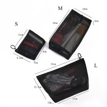 파우치 투명 메쉬 메이크업 케이스 주최자 스토리지 파우치 캐주얼 지퍼 세면 용품 워시, M, a