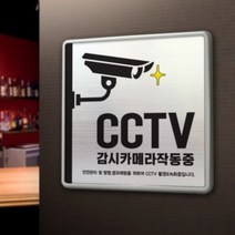 아크릴마트 맞춤 표찰 CCTV표지판 관계자외출입금지 금연구역 안내판, CCTV, 메탈, B 16cm x 16cm - 실버