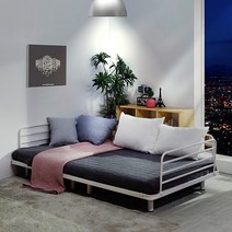 [에보니아] 착불_ 토리노 철제 평상형침대_데이베드 C형(매트제외)_수퍼싱글형SS, 전체색:화이트