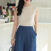 데일리앤 린넨 프릴 나시 민소매 티셔츠 노아
