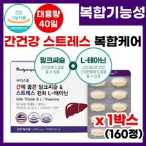 간영양제 밀크씨슬 스트레스 해소 개선 L 테아닌 플러스 간엔 간건강엔 피로엔 피로해소엔 고함량 복합 밀크시슬 엘 테아닌 곰 피로 피곤 간 영양 보충 식 약 처 인증 제 품 추천, 1박스, 160정