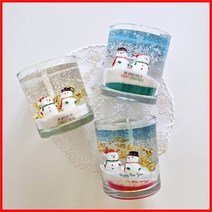(7온즈 3개) 눈사람- 크리스마스 젤캔들 키트DIY, 클린코튼 블루