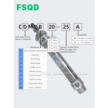 공압 부품 CDM2B20-25 50 60 75 80 100 125 Z A AZ SMC 공압 공기 실린더 표준 유형 복동 단일로드 CM2 시, 15 CDM2B20-25AZ