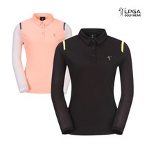 LPGA 골프웨어 여성 긴팔 카라 티셔츠 냉감소매 L211TL506P