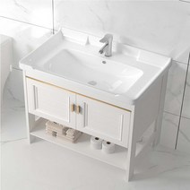 욕실 소형 세면대 세면기 하부장 세트, 화이트 43cm + 문 있는 하부장, 화이트