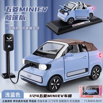 chezhi EV 미니 전기차 경차 다이캐스트 자동차 피규어 장식 모형 장난감, 단일사이즈, 블루-충전 파일 포함